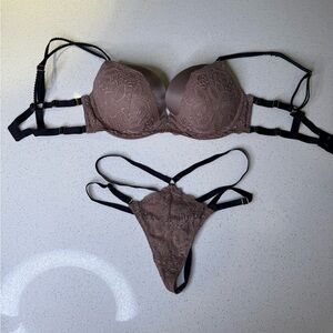 Victoria's Secret Brown Lace Bra Set